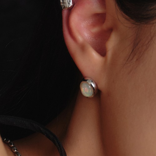 [당일발송]Jelly Opal Stud Earrings_Silver